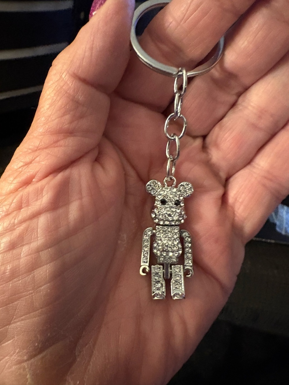Key Chain-Crystal Rhinestone Robot Keychain, Diamond Inlaid newt
